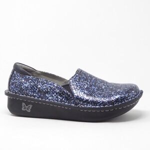 Alegria Women Slip On Shoes Blue Black Glitter Leather DEB-7608 Size 40 / 9.5-10
